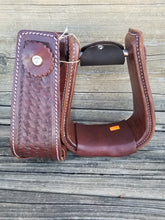 Load image into Gallery viewer, 3&quot; Leather Wrapped Stirrups
