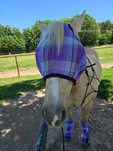 Load image into Gallery viewer, Purple Argyle Fly Mask
