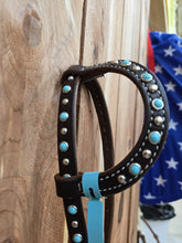 Load image into Gallery viewer, Dutton Turquoise Silver Dot Headstall
