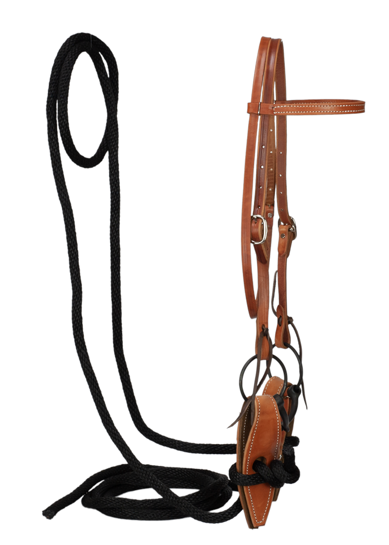 Complete Leather Bridle Slobber Strap Mecate Reins
