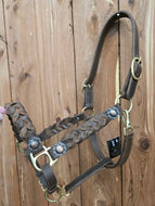 Braided Leather Halter with Conchos