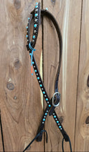Load image into Gallery viewer, Dutton Turquoise Silver Dot Headstall
