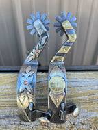 Gold and Floral Double Mounted Spurs