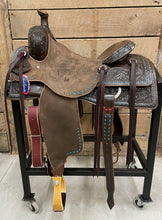 Load image into Gallery viewer, 15.5&quot; HR Cowhorse Chocolate Turquoise
