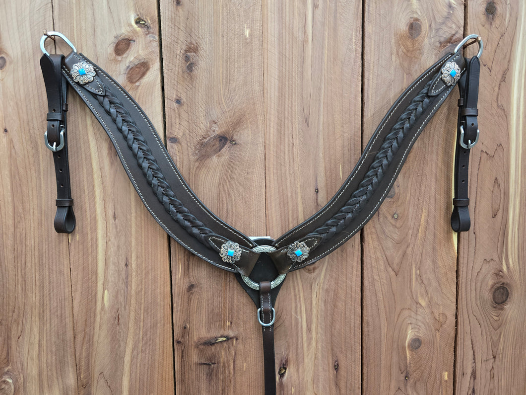 Braided Breast Collar with Conchos