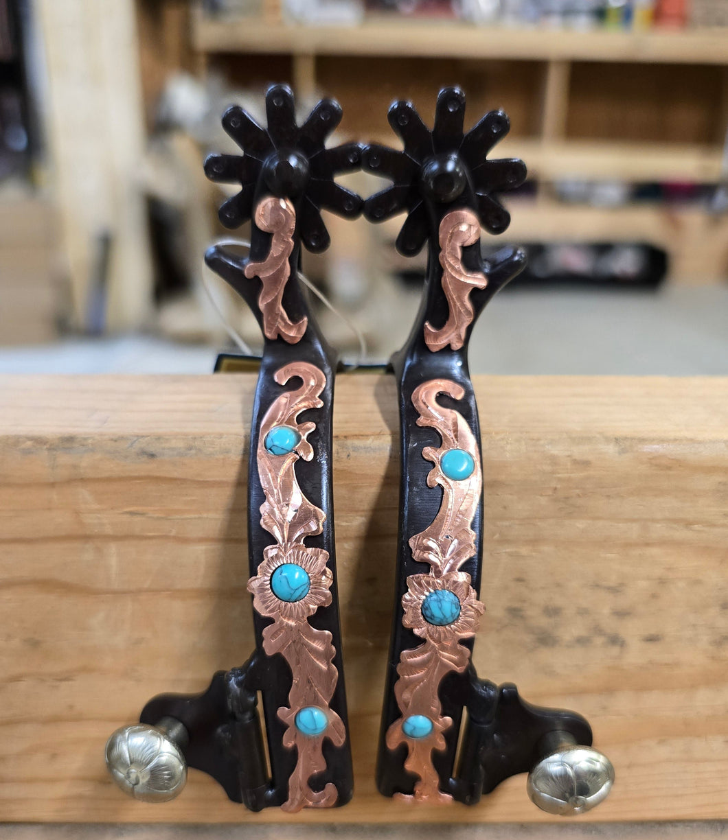 Ladies Copper & Turquoise Dot Spurs