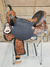 Load image into Gallery viewer, 16&quot; Black White Stitching Saddle
