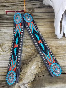Beaded Turquoise Concho Spur Straps