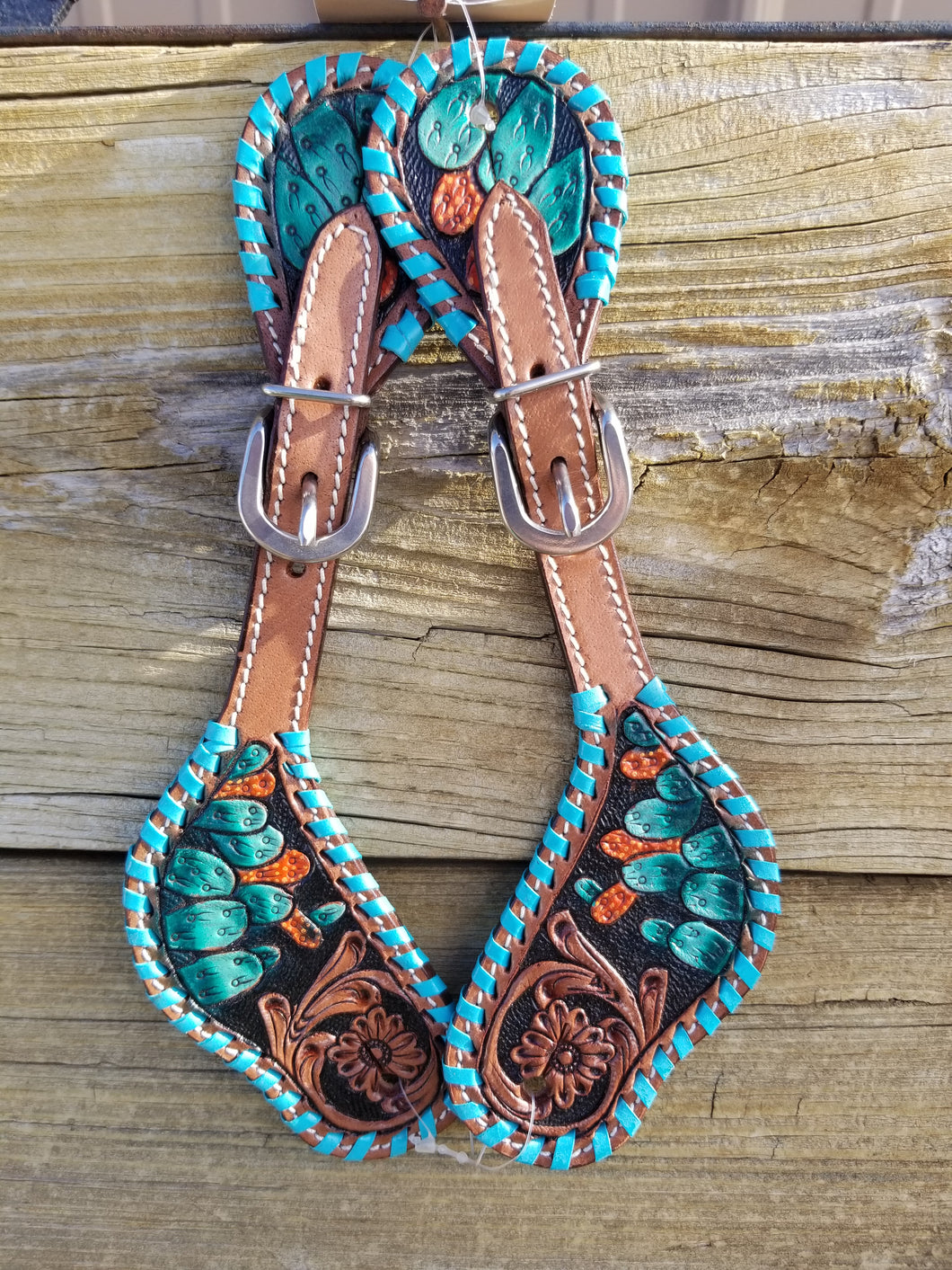 Turquoise Stitched Spur Straps