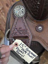 Load image into Gallery viewer, 15" Used Molly Powell Xtreme Series Barrel Saddle
