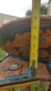 15" Flower Tooled Barrel Saddle
